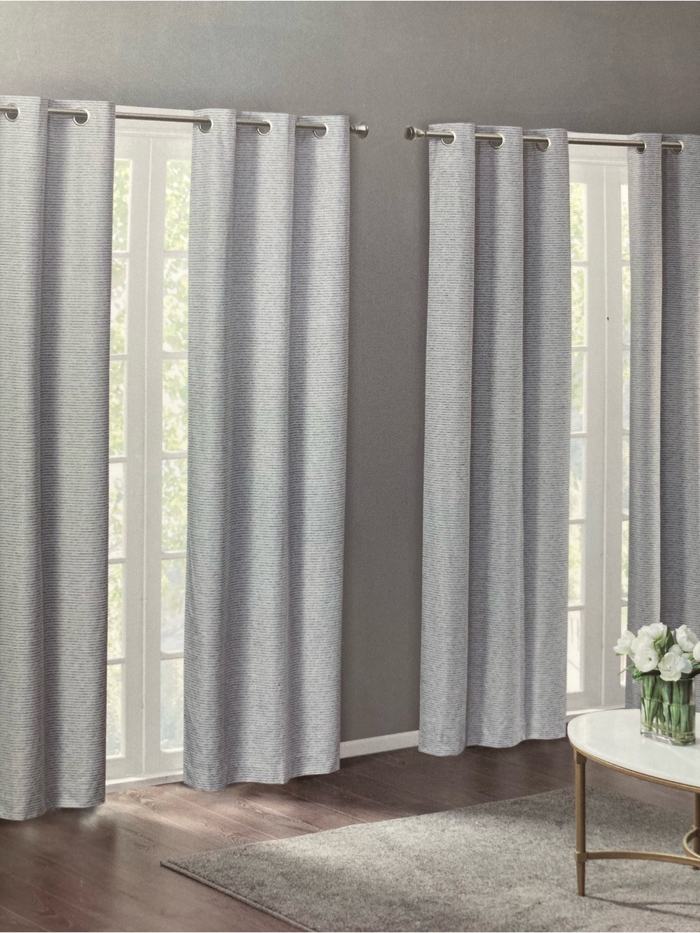 4 Panels Light Gray Grommet-Top Blackout Room Darkening Curtains 84” length